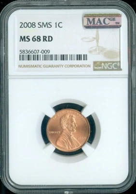 2008 Lincoln Cent NGC MS68 RD SMS Quality - Image 1 of 2