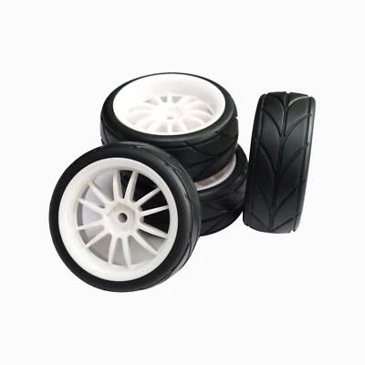 4pcs Soft Rubber Tires Tyres Wheel Rim 12mm Hub for RC 1/10 On Road Car 22005W - Image 1 of 4