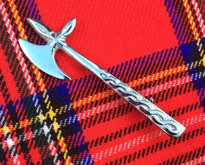 CC LAUDER STREITAXT KILT PIN CHROM 4 Zoll lang Scottish Highland Kilt Pin