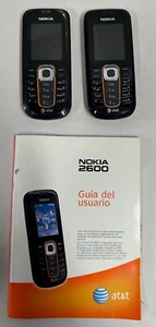 Lot Of "2" Vintage Nokia 2600 AT&T Cell Phone Telephone & Manual (A6) - Picture 1 of 7