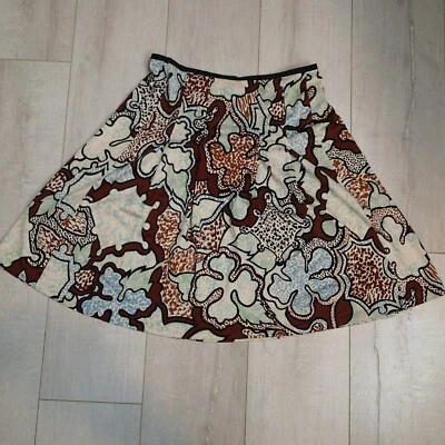 Saia Diane von Furstenberg 100% Seda Y2K Tamanho 6 Marrom Verde Azul Boho - Imagem 1 de 4