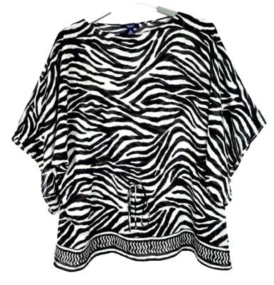 CHAPS Mujer Poncho Blusa Poliéster Transparente Manga Kimono Estampado Animal Talla 1X Foto 1 de 4