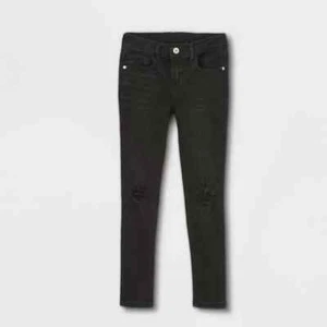 Pantalones de mezclilla ajustados de altura media para niñas negros de clase artística talla 10 - Imagen 1 de 1