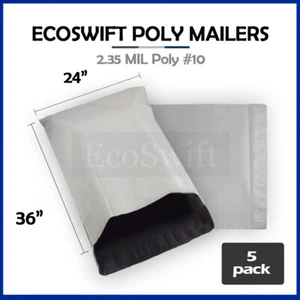 5 24x36 LARGE EcoSwift White Poly Mailers Shipping Envelopes Self Sealing Bags - Picture 1 of 5