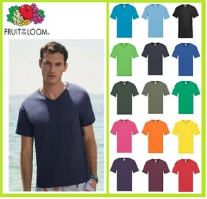 Plain V-NECK Men's Cotton Sports Tee Fruit of the Loom ORIGINAL T(S-3XL) - Picture 1 of 13