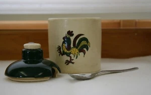 Metlox Poppytrail Rooster Jam/Mustard Dish w/lid/spoon~Vintage - Picture 1 of 3