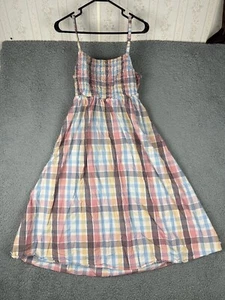 Old Navy Dress Womens Large Petite Plaid Cottagecore Maxi Smocked Open Back - Picture 1 of 13