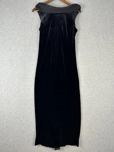 Robbie Bee Maxi Dress Women 8 Petite Black Velvet Rhinestone 90s Formal Vintage - Picture 1 of 11