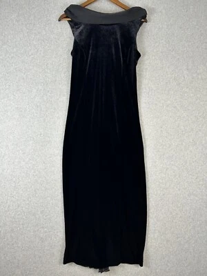 Robbie Bee Maxi Dress Women 8 Petite Black Velvet Rhinestone 90s Formal Vintage - Image 1 of 4