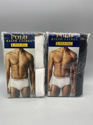 POLO Ralph Lauren Hombres Calzoncillos de tiro medio 2 Paquetes de 2 Blancos y Negros Talla 56” -NUEVOS- Foto 1 de 4