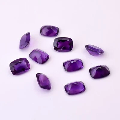 Natural Amethyst Rectangle Cushion Faceted Cut Gemstones Lot AAA Quality Stone - Image 1 of 4