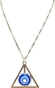Halloween Triangle Pendant Silver Chain Artificial Necklace Jewelry Men Women - Picture 1 of 1
