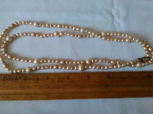 Vintage .925 STERLING Silver Clasp White Culture PEARL Beaded Necklace - Picture 1 of 3