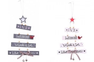 ADDOBBI DI NATALE DECORAZIONE DA APPENDERE IN LEGNO - Picture 1 of 5