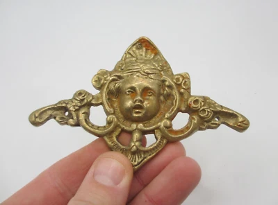 Brass Furniture Ormolu Hardware Mount Cherub Head Face Victorian Antique STYLE - Image 1 of 4