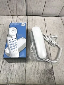 GE Slimline Corded Slimline Phone White Model #292536E1 Wall Phone Landline WBox - Picture 1 of 7