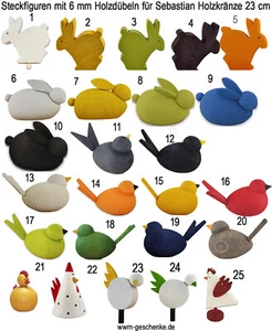 Sebastian Steckfiguren Vögel, Osterhasen, Küken für Sebastian design Holzkränze - Bild 1 von 43
