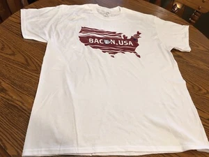 Lehigh Valley Iron Pigs Promotional Bacon, USA Adult White T-shirt, Large NEW - Picture 1 of 5
