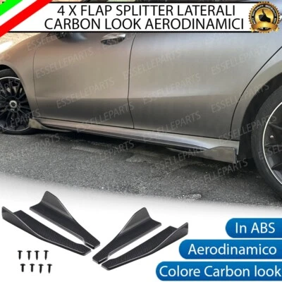 4 X FLAP SPLITTER SPOILER MINIGONNE LATERALI CARBON LOOK PER MINI CLUBMAN R55 - Immagine 1 di 4