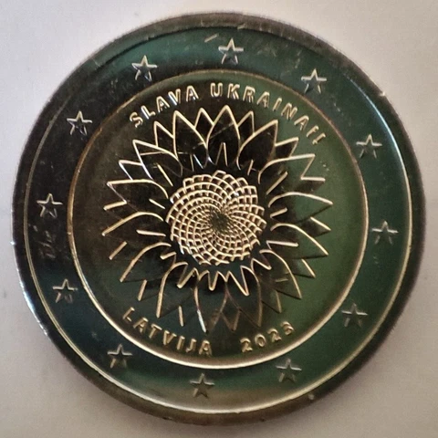 Latvia 2 euro coin 2023 "Sunflower for Ukraine" UNC Cover