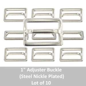 1" Adjuster Buckle - Nickel Plated Steel - For 1" Webbing {Lot of 10} - Picture 1 of 4