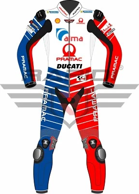 JACK MILLER DUCATI PRAMAC 2019 MODEL MOTOGP MOTORBIKE LEATHER RACING SUIT - Image 1 of 4