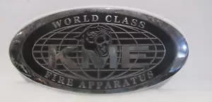 Vintage KME  World Class Fire Apparatus Oval Emblem Sign Panther  Metal large - Picture 1 of 7