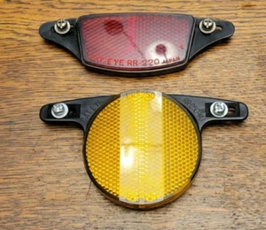 Vintage Cat Eye Radreflektoren rot RR-220 & gelb RR-250 Speichen - Bild 1 von 14