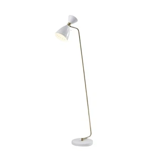59" Gold And White Task Floor Lamp With White Metal Cone Shade - Picture 1 of 7
