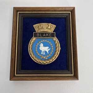 Pequeña placa de pared Royal Navy Blake escudo barcos cresta 5,5" x 5" - Imagen 1 de 6