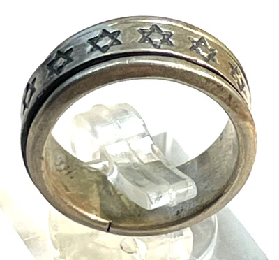 Unisex solider 925 Silber Ring Davidstern Ø 16 mm RG 50 Hexagramm drehbar bewegl - Bild 1 von 4