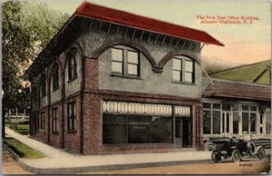 1915 ATLANTIC HIGHLANDS, Nueva Jersey Postal "The New Post Office" Escena callejera - Imagen 1 de 2