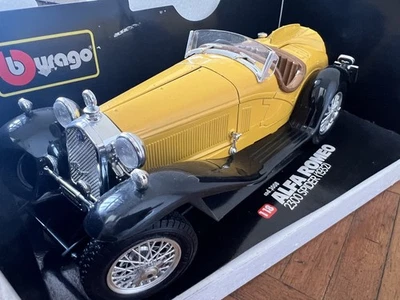 Burago 1/18 Scale Diecast 3008 Alfa Romeo 2300 Spider 1932 Yellow Black Model - Image 1 of 4