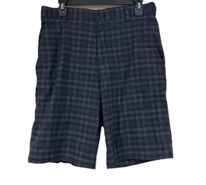 Nike Golfing Shorts Mens Med Size 32 Gray Blue Plaid Dri Fit - Picture 1 of 5