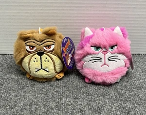 Hangry Petz Cat Dog 4" Plush Lot of 2 Backpack Clips with Tags - Picture 1 of 2