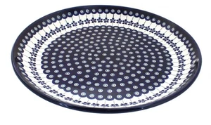 Blue Rose Polish Pottery Flowering Peacock Large Round Platter - Picture 1 of 1