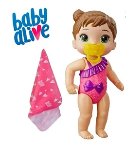 Hasbro- Baby Alive Brown Hair Doll Splash 'n Snuggle for Water Play, 3+ Age - Picture 1 of 5