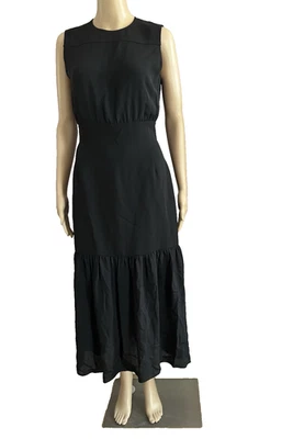 THEORY black silk crepe sleeveless sheath midi dress UK 8 US 4 Small BNWT - Image 1 of 4