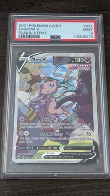 MEW V 2021 Pokemon #251/264 PSA 9 MINT Fusion Strike FULL ART - Image 1 of 2