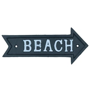 Strand Pfeil Schild Gusseisen Schild Plakette Wand Tür Zaun Tor Pfosten Haus Garten - Bild 1 von 1