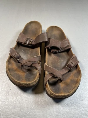 Birkenstock Mayari Zapatos Talla 42 Marrón Cuero Sandalias Plantilla Corcho Comodidad Foto 1 de 4