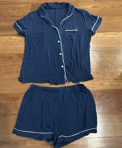 AUDEN 2 Piece Short PJ’s Blue size S Small Short Top - Picture 1 of 3