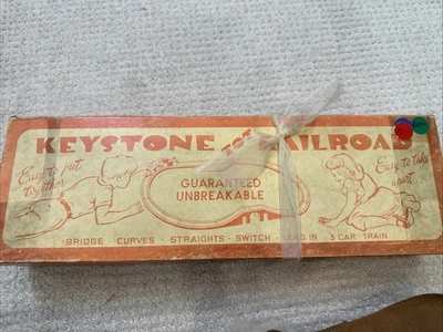 1950s Toy Train Set Original Box Keystone Tot Railroad Model No. 406 Antique - Image 1 of 4