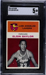 1961-62 Fleer Elgin Baylor #3 SGC 5 - Foto 1 di 2