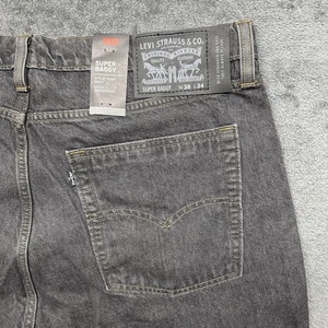 Levis Jeans Herren 38x34 Schwarz Premium Denim Super Baggy Relaxed Skate Grunge Neu - Bild 1 von 11