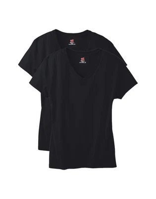 Hanes Womens T-Shirt 2-Pack Tee V-Neck Nano-T Short Sleeve Ultra-light cotton - Image 1 of 4