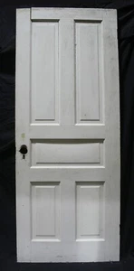 30"x77" Antique Vintage Old Victorian SOLID Wood Wooden Interior Door 5 Panels - Picture 1 of 4