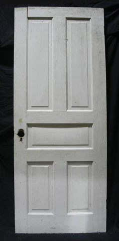 30"x77" Antique Vintage Old Victorian SOLID Wood Wooden Interior Door 5 Panels Cover