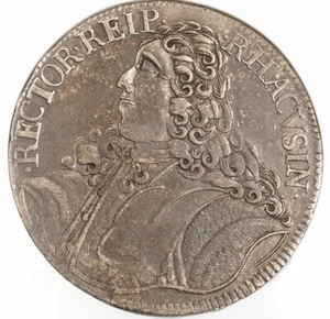 1747, Dalmatia, Ragusa (Republic). Silver Tallero (Ducat et Sem) Coin. NGC XF+ - Picture 1 of 3