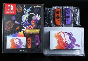 Nintendo Switch OLED Pokemon Scarlet Violet Dock + Cables & Custom Joycons - Picture 1 of 18